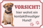 Preview: Tierschild mit kleinem Hund  Farbe Rosa Bild und Text hier wohnt ein kontaktfreudiger Hund